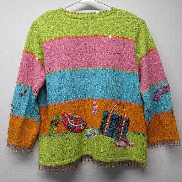 Design Options Philip Jane Gordon Beach Purse Hat Makeup Art To Wear Sweater M - Picture 3 of 5